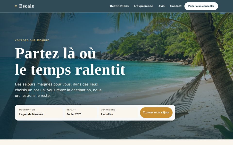 Aperçu du site Escale